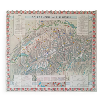 Map of Switzerland and the different airlines from the 1930s