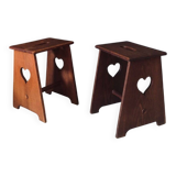 Arts & Crafts Heart Stools, Belgium, 1920s, Set of 2