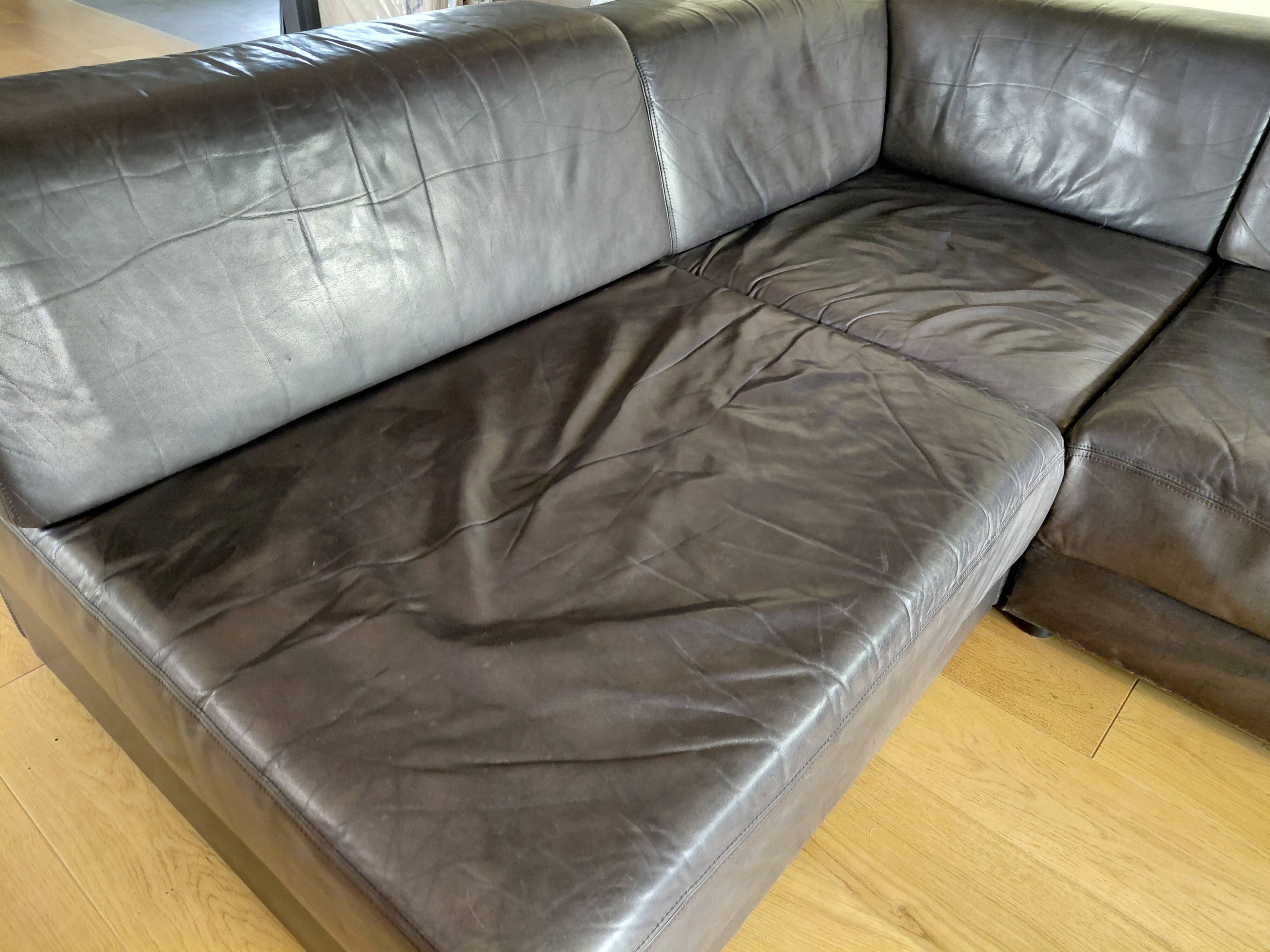 Canapé modulable De Sede DS76 en cuir noir (5 modules)