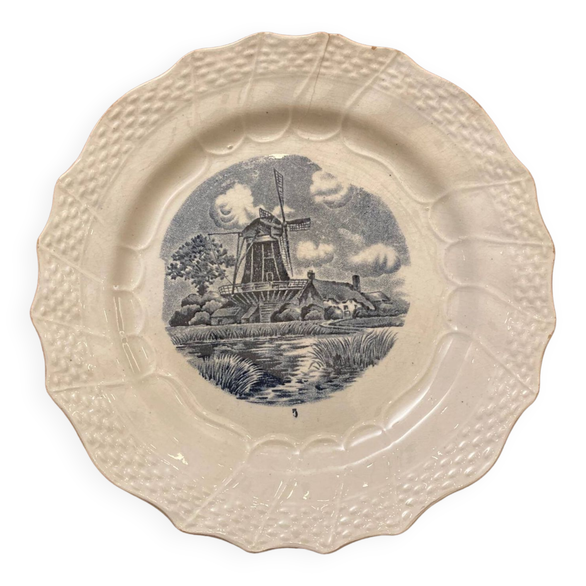 Assiette rare ancienne décor bleu Delft