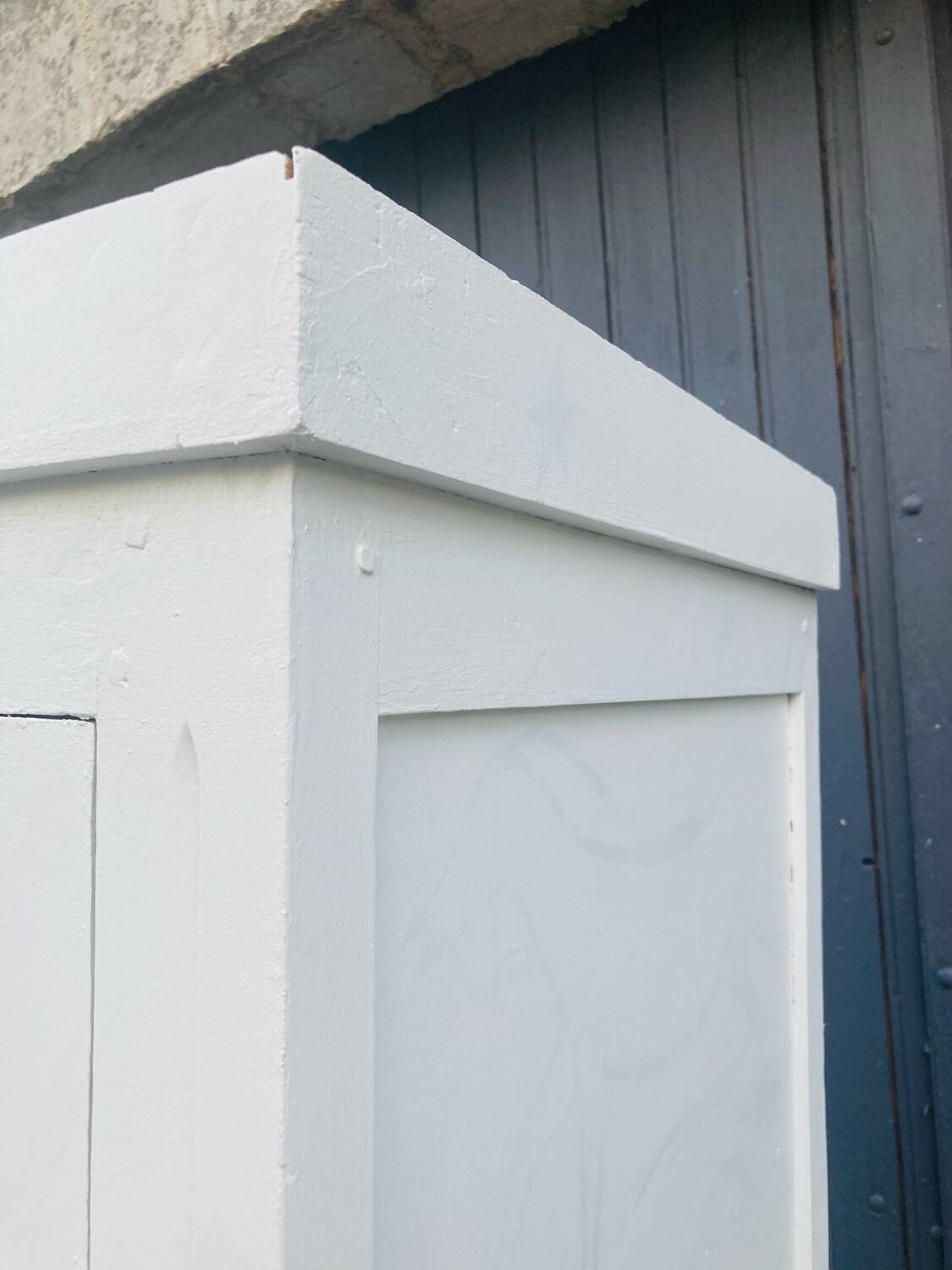 Antique white Parisian wardrobe with Majorelle blue interior