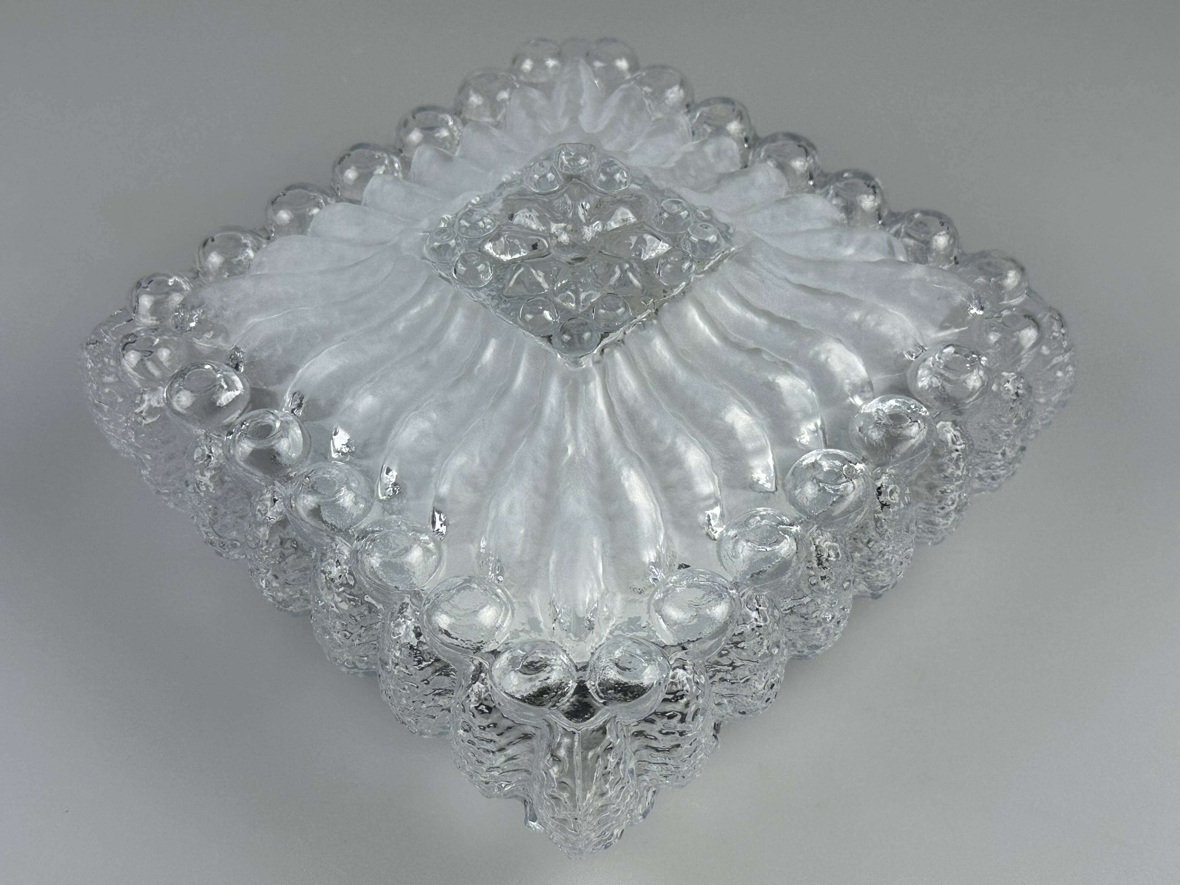 1960s/70s Ceiling Lamp, Flush Mount Glass, German Design