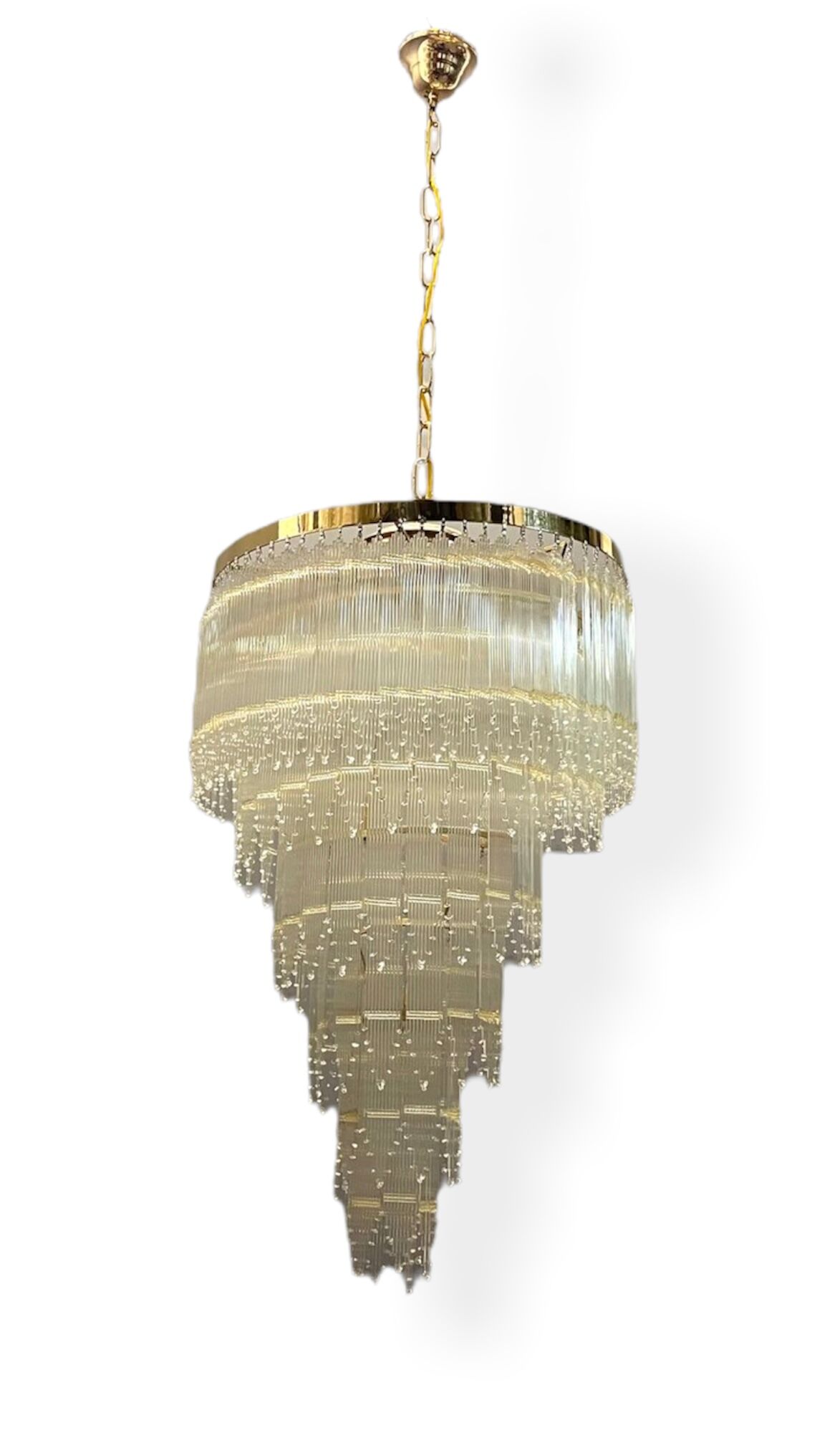 Mid-century italian brass acrylic chandelier lamp