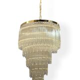 Mid-century italian brass acrylic chandelier lamp