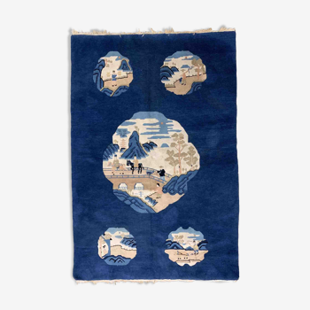 Ancient Chinese Peking handmade carpet 125cm x 189cm 1900s