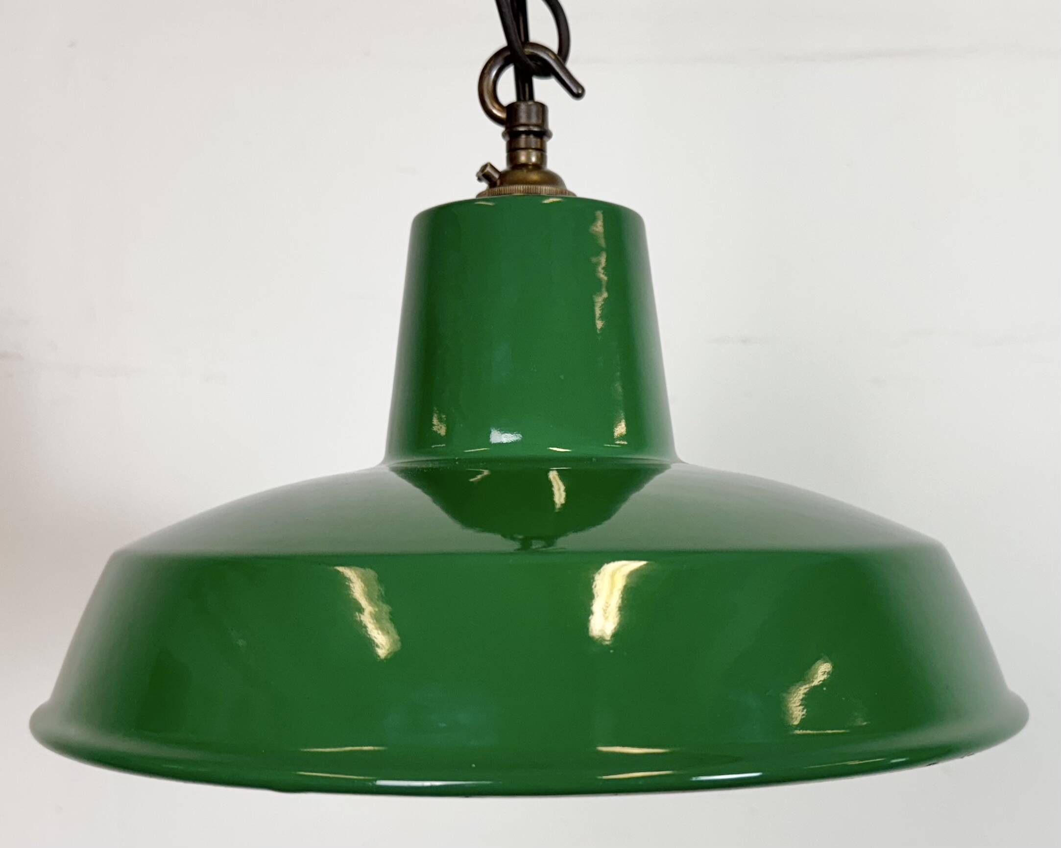 Industrial Green Enamel Factory Pendant Lamp , 1960s