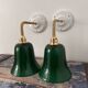 Pair of green opaline wall lights