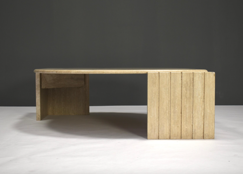 Travertine coffee table by Roche Bobois France 1970