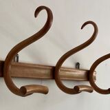 Curved wooden wall coat rack 1900s