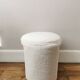 Léon stool in white boucle fabric
