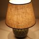 Recycled vintage lamp — ceramic art deco ball base and linen shade