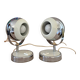 Pair of "Eye-ball" lamps in chrome metal - 1970.