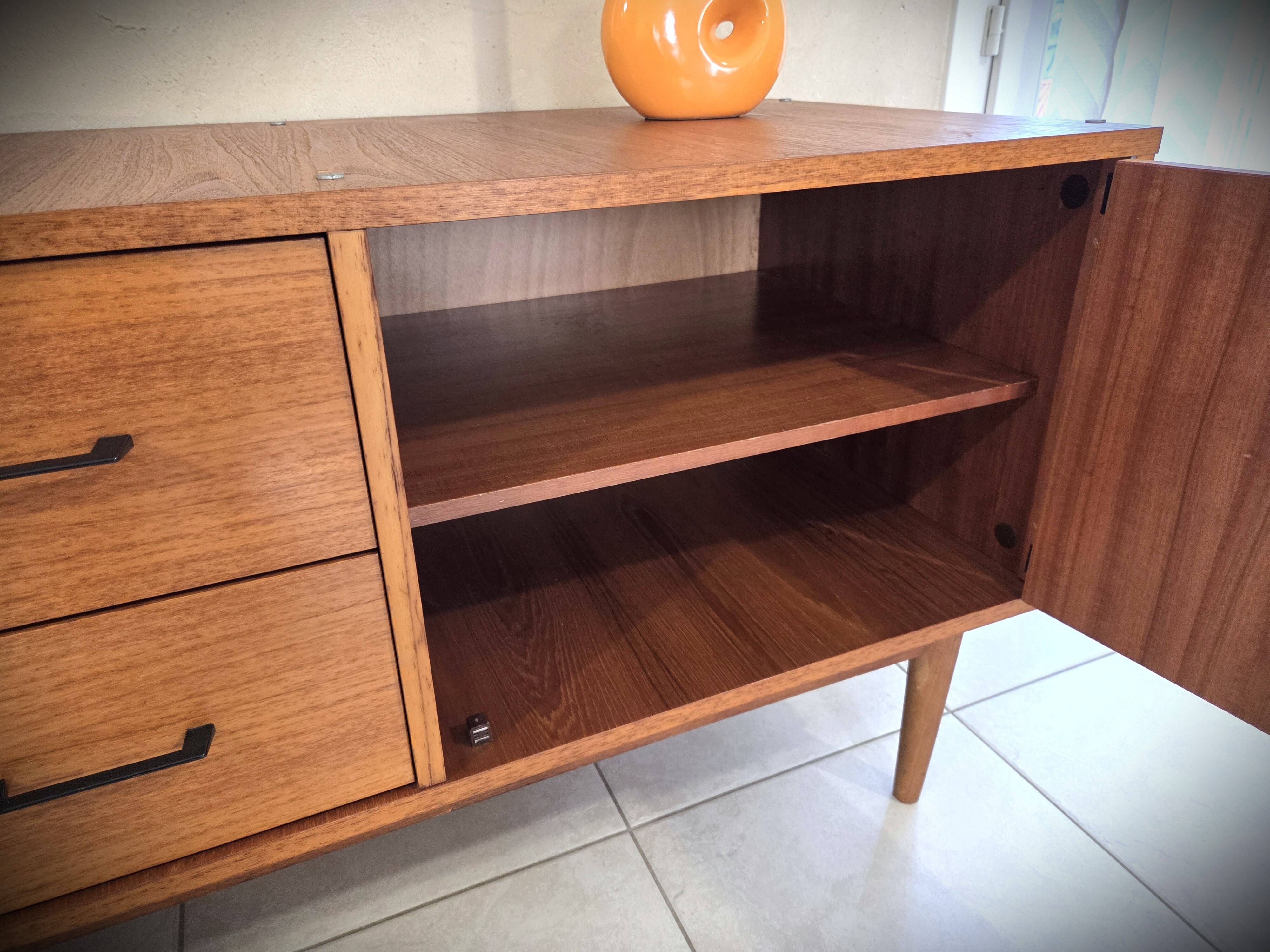 Low Scandinavian design sideboard in teak