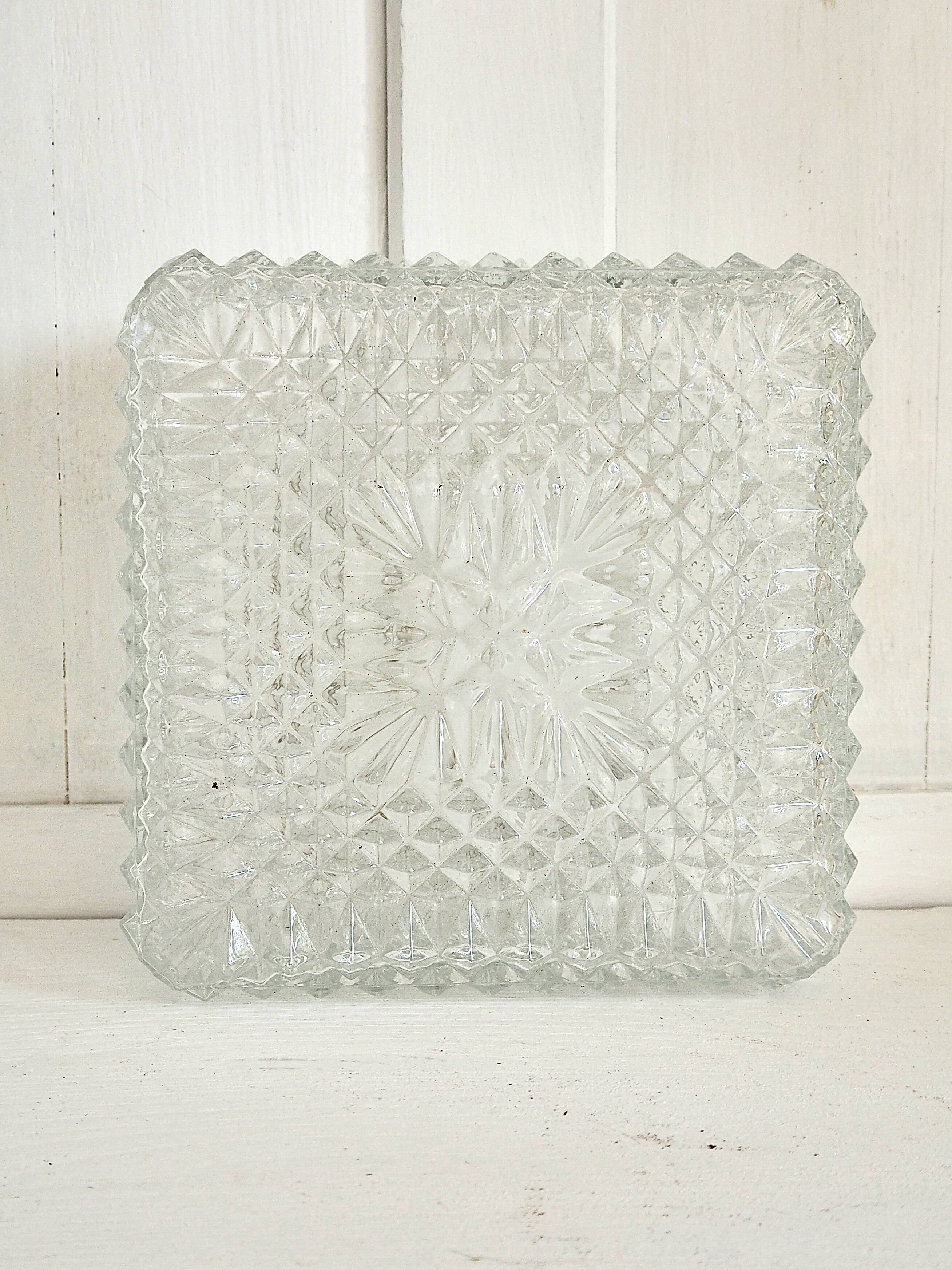 Square ceiling light in molded glass