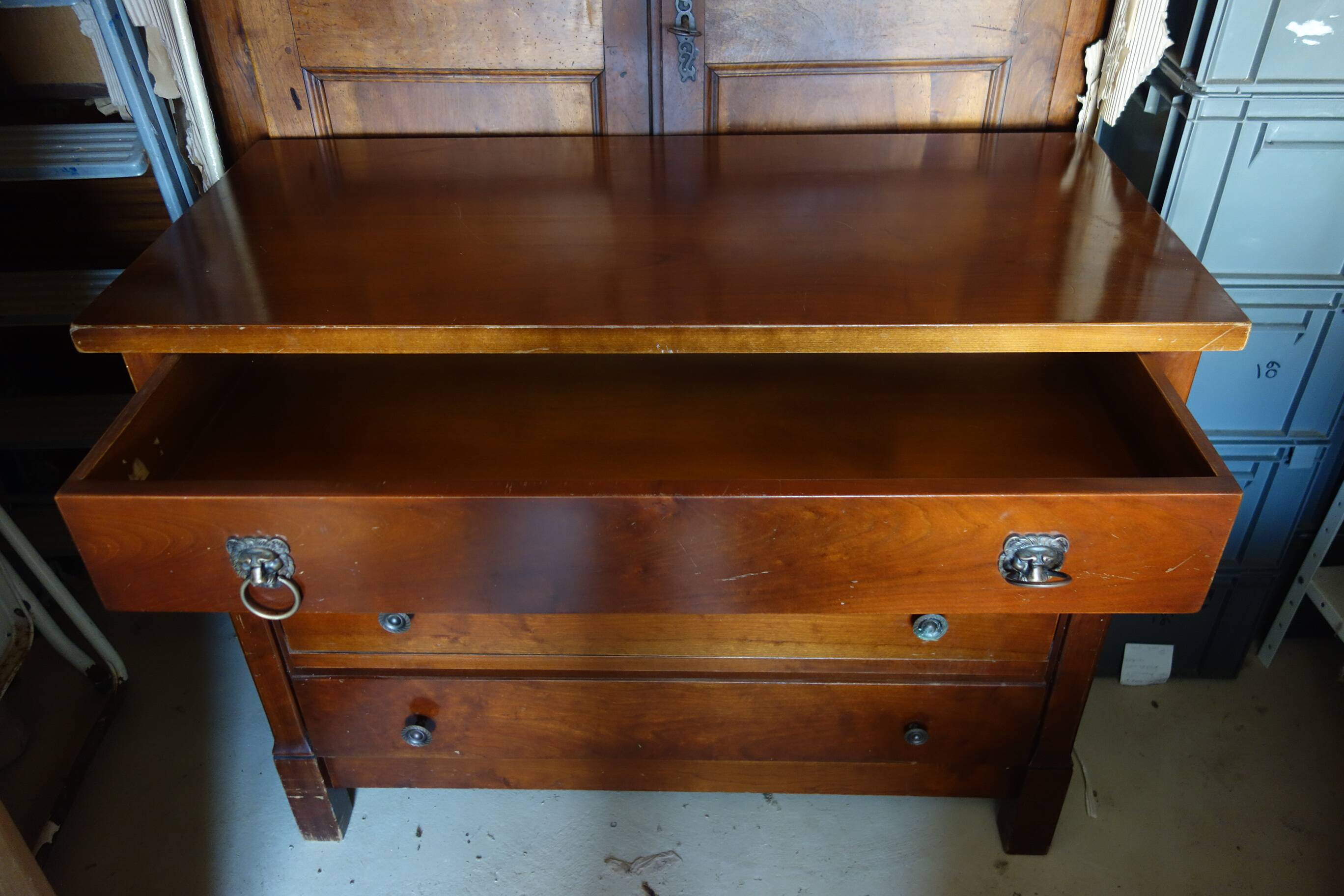 Vintage antique cherry wood Empire chest of drawers