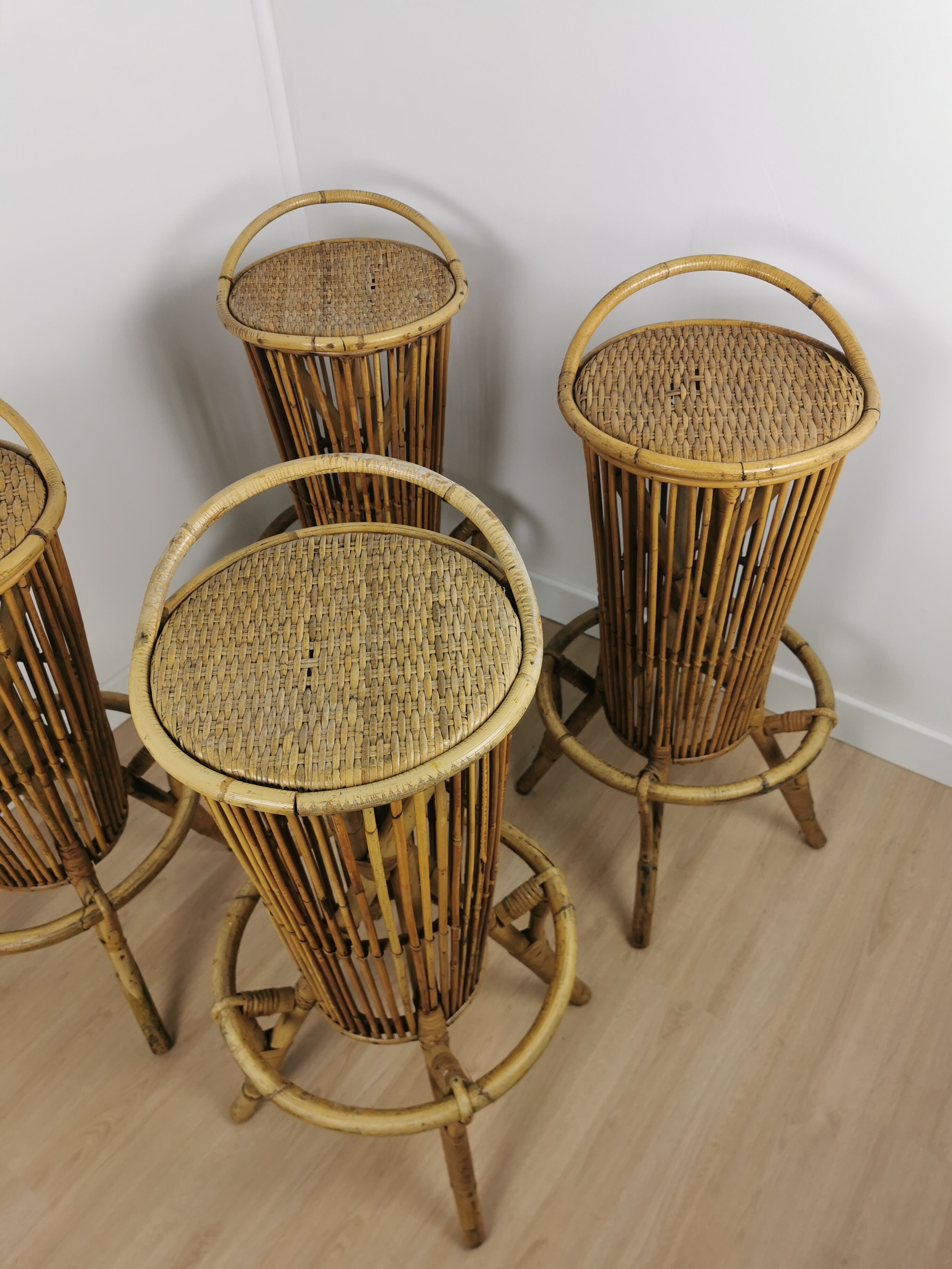 Rattan bar stools 60s