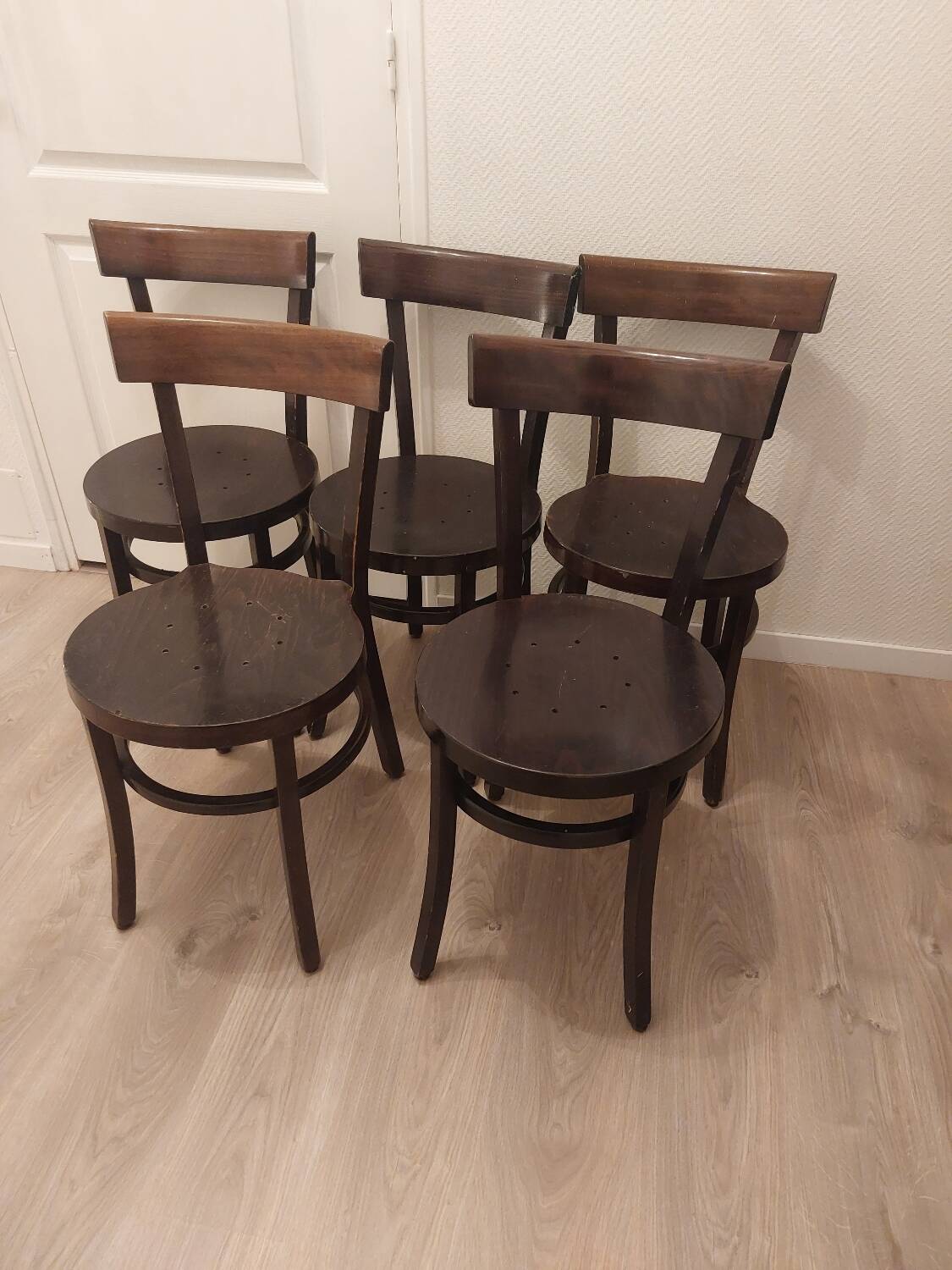 Series of 5 Baumann bistro chairs