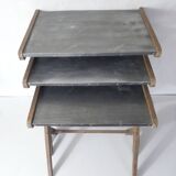 Wooden and zinc nesting tables