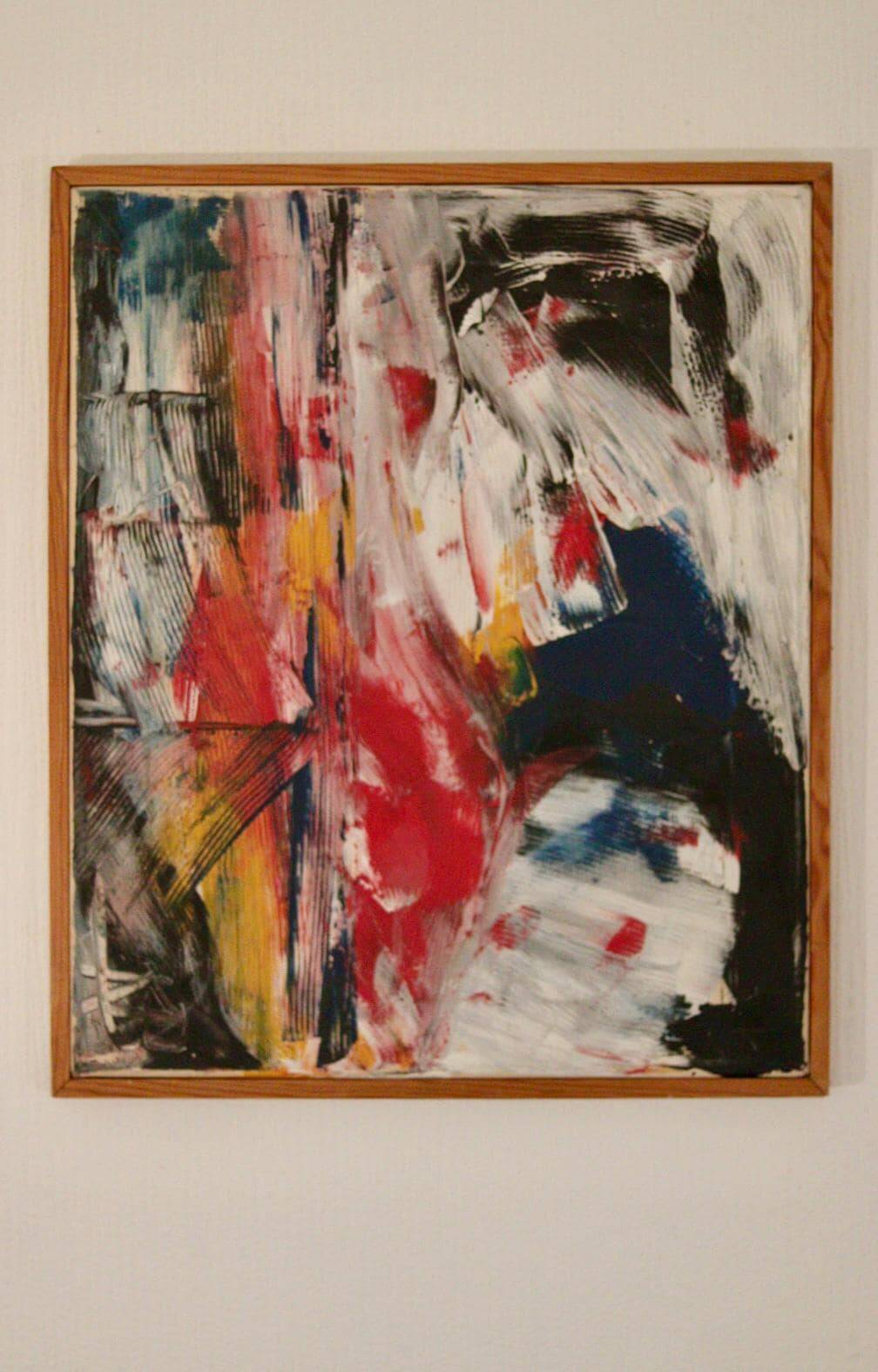 Original Swedish Oil on Canvas – “Abstract” by KB – Vintage & Framed  49 ×