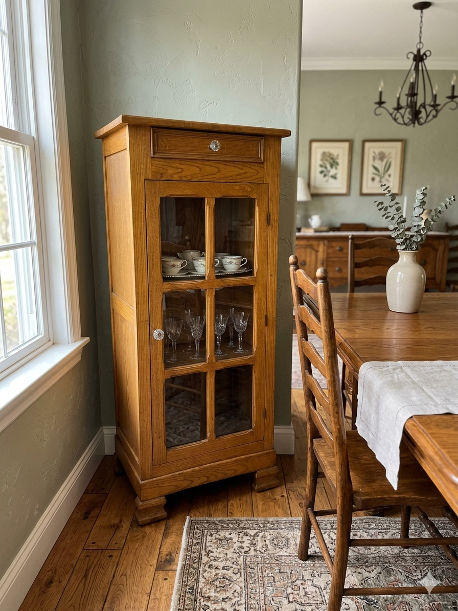 Louis Philippe style antique buffet with glass doors