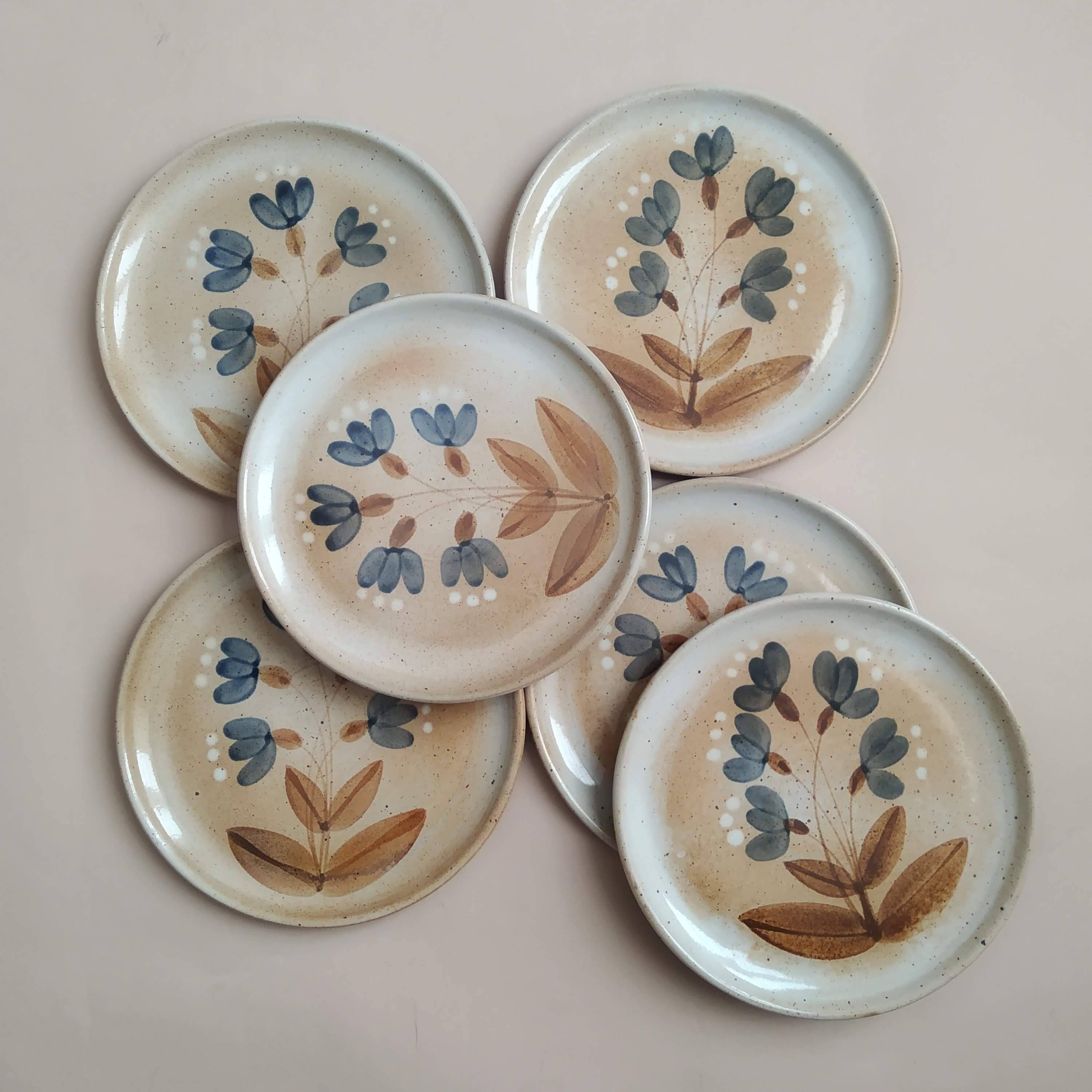 6 Vintage Grès du Marais dessert plates