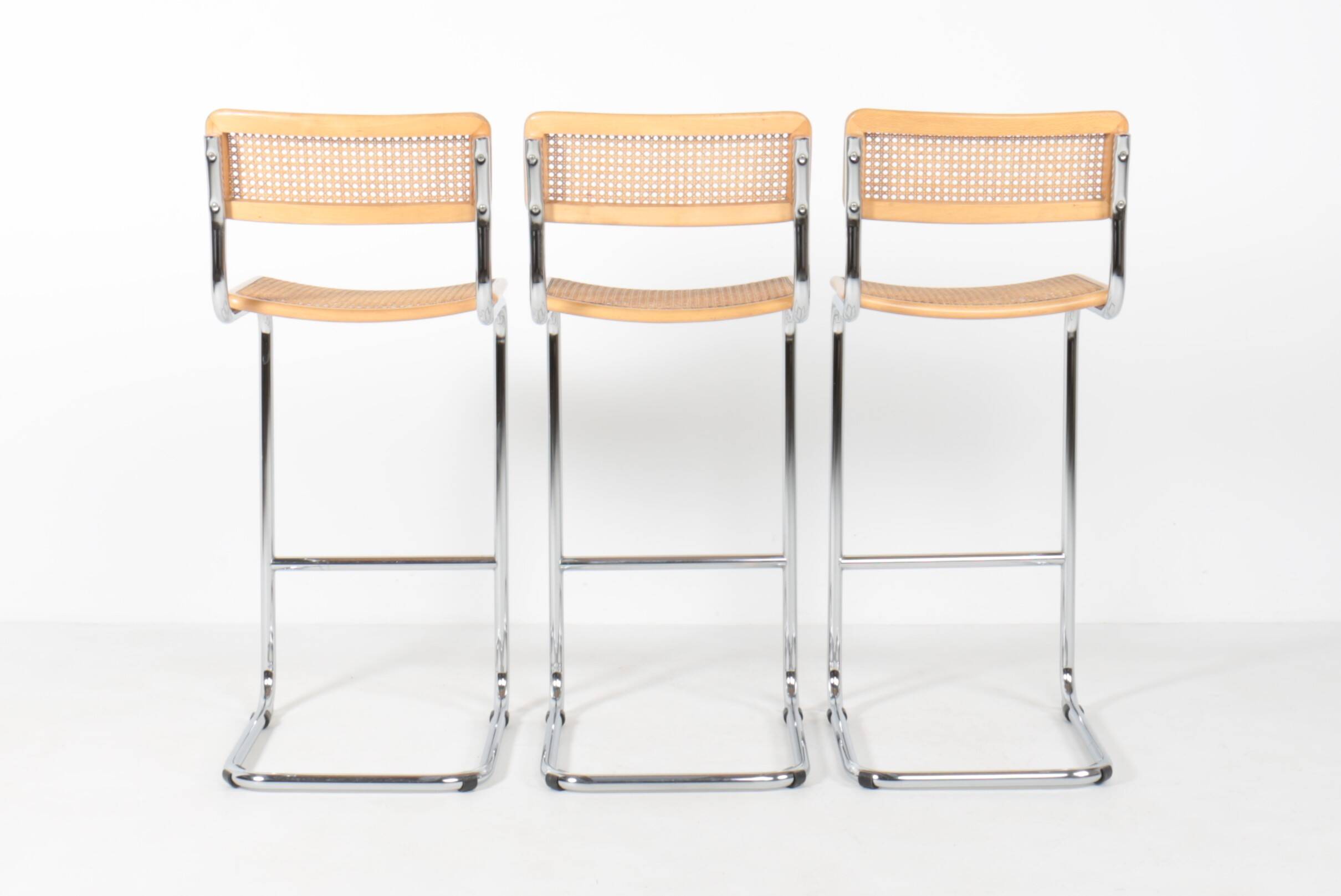 3 tabourets de bar vintage Cesca, Marcel Breuer, années 70