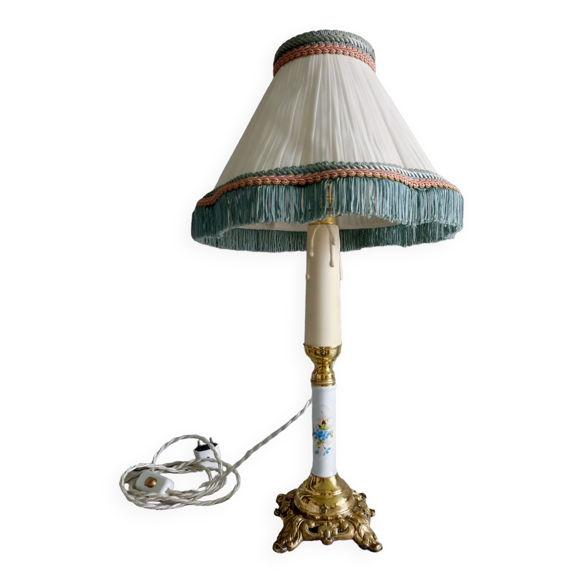Antique lamp in bronze and ceramic