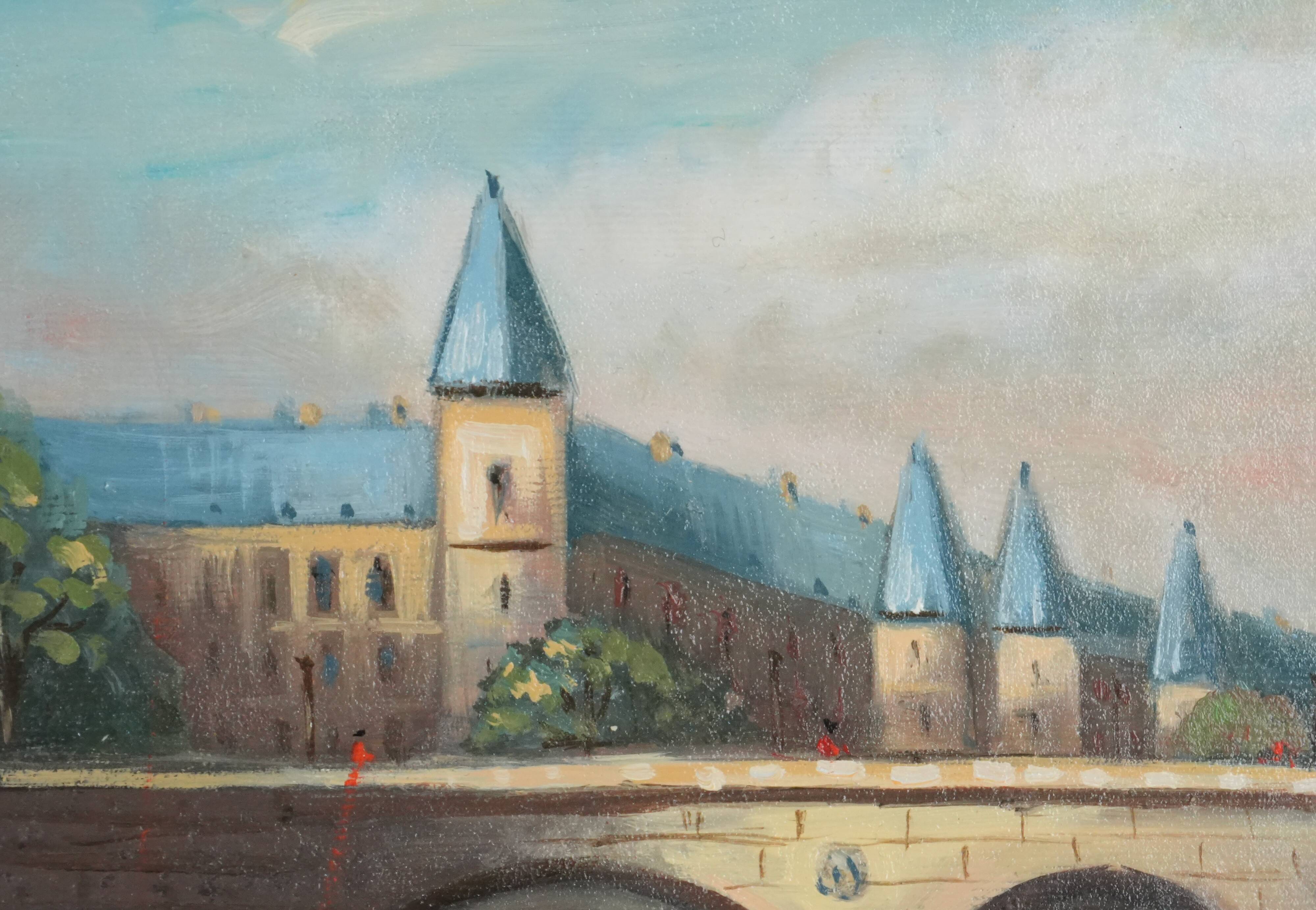Michel PABOIS : Bateau de la Conciergerie, huile sur toile sur toile signée