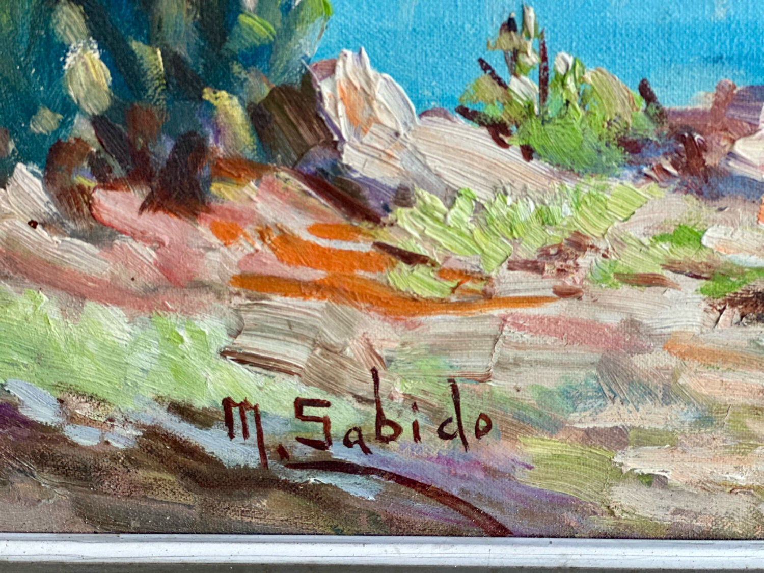 Mediterranean Landscape Painting Signed by Mr. Sabido