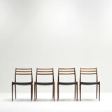 Set of 4 rosewood model 78 dining chairs by niels otto møller for j.l. møllers møbelfabrik, denmark