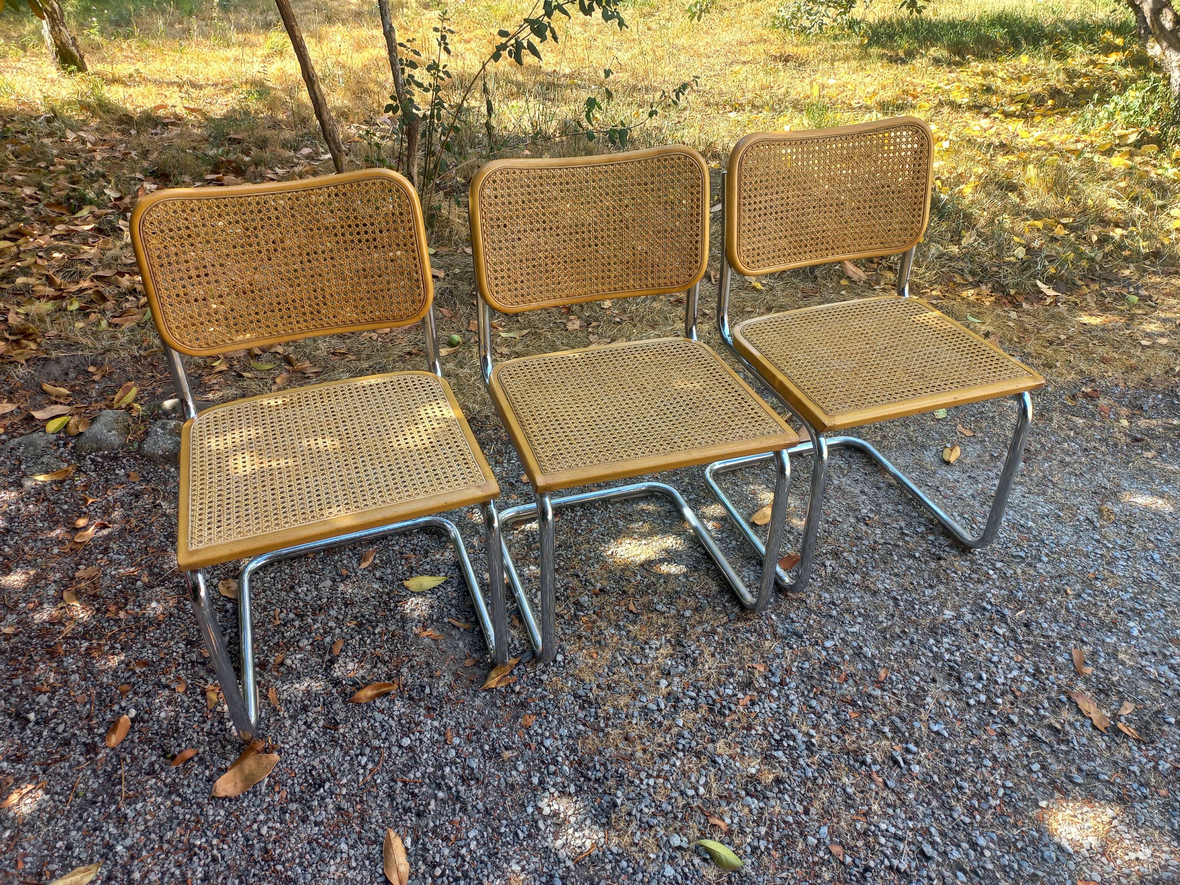 Set of 3 Cesca B32 chairs by Marcel Breuer