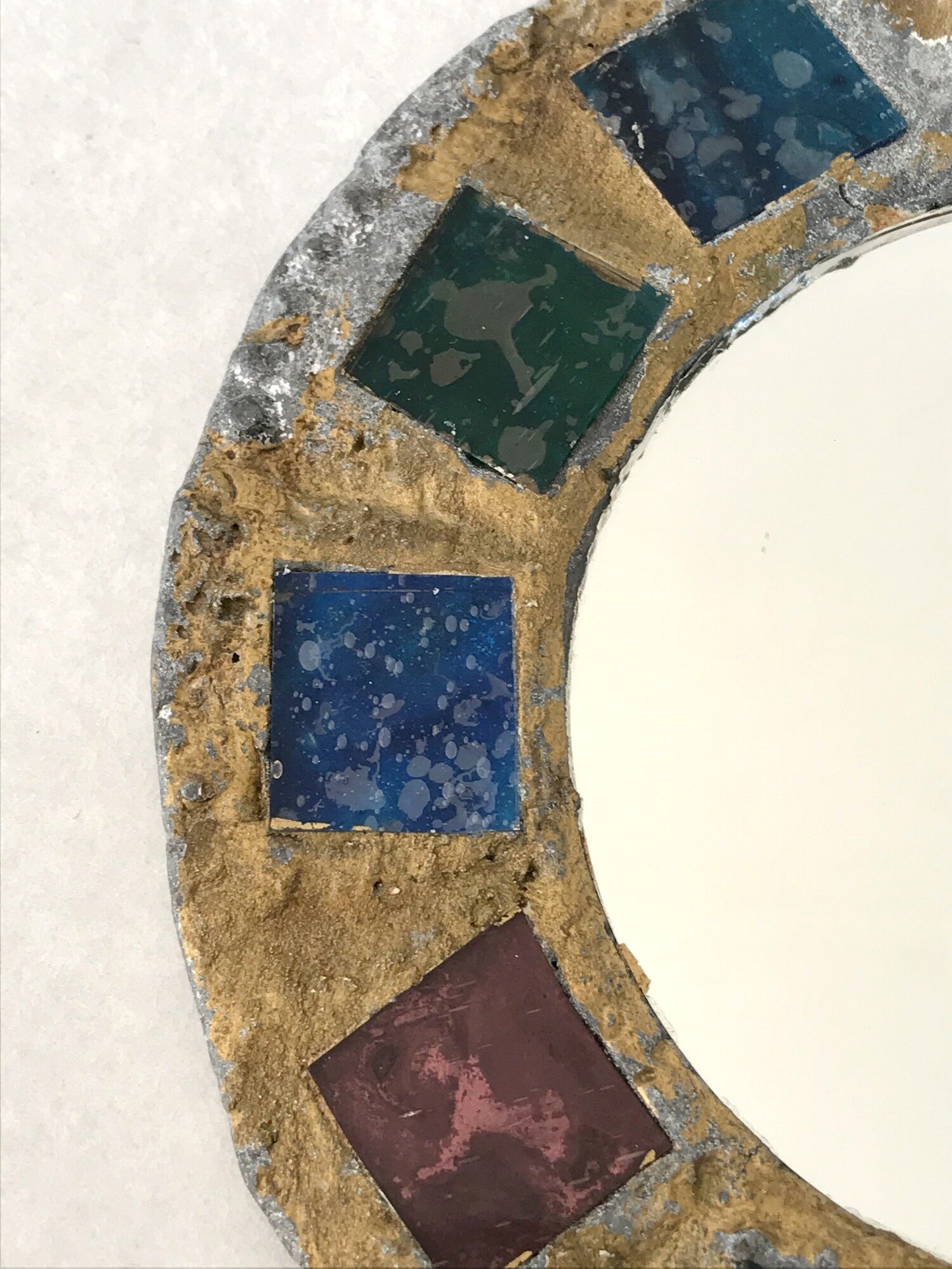 Vintage lead and talosel mirror by Iréna Jaworska 70s