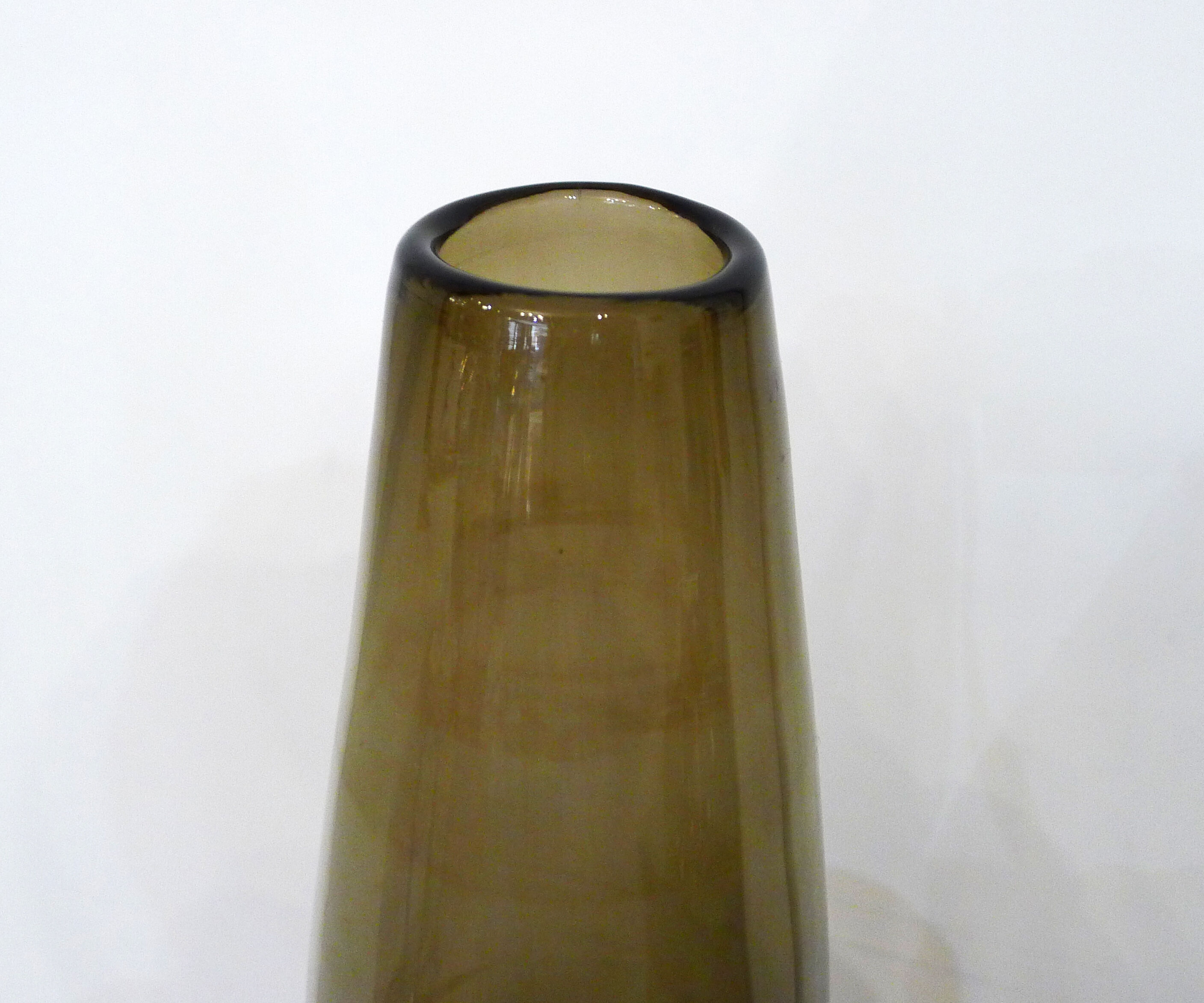 Large smoked blown glass vase
