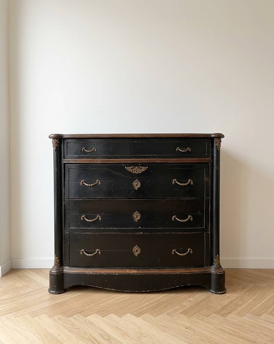 Napoleon III black and brass commode