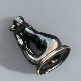 Old Vallauris soliflore vase in pearly black ceramic - female body