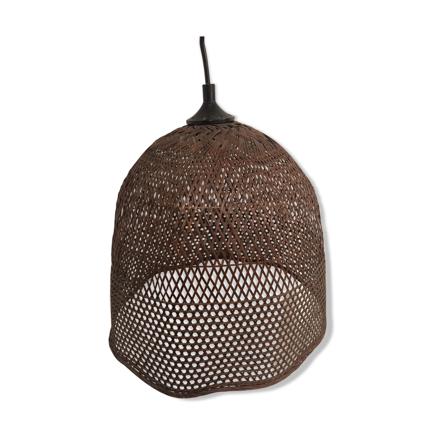 Suspension en rotin vintage