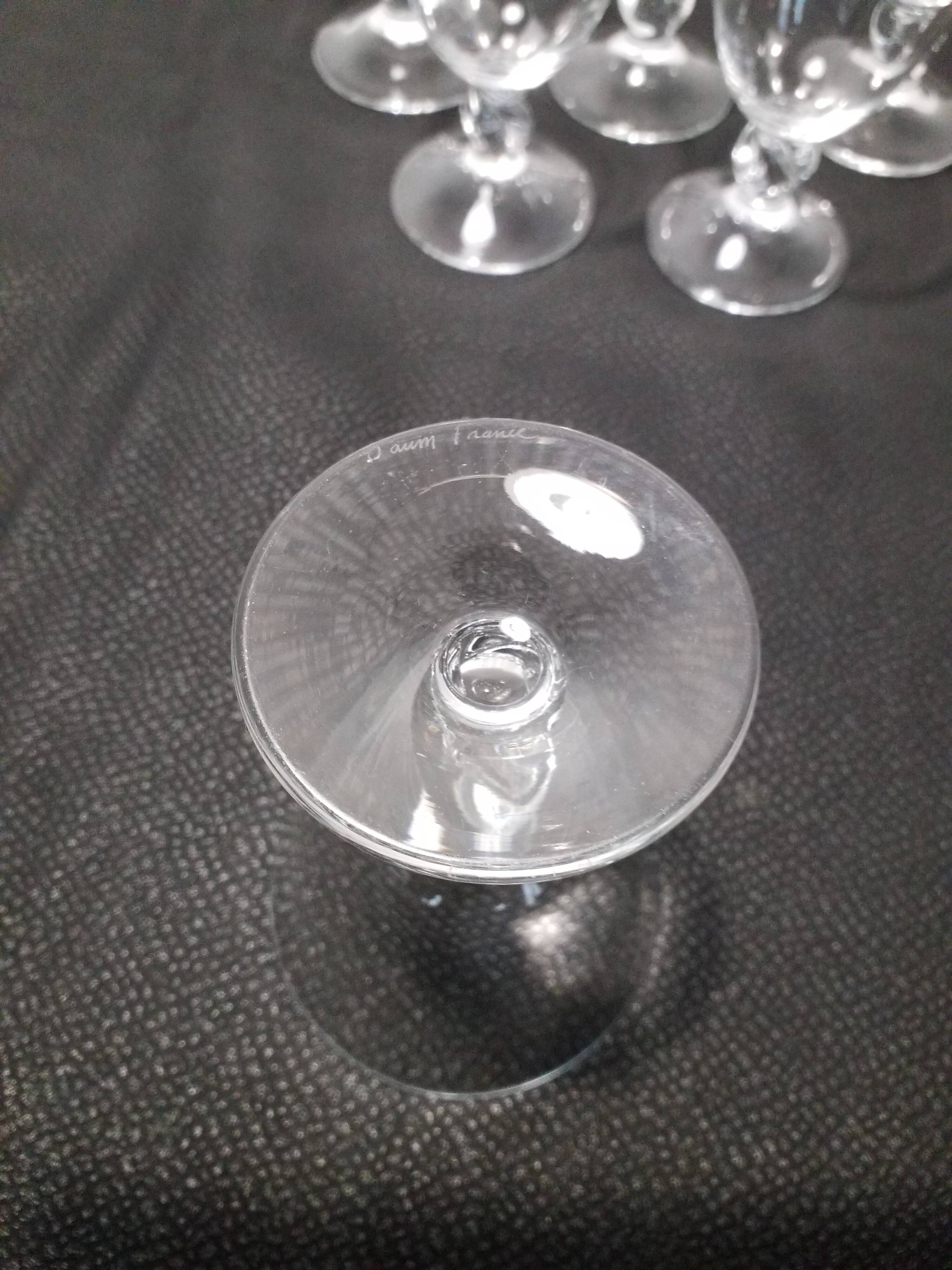 6 Daum crystal wine glasses, Orval model