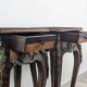 Pair of Louis XV bedside tables with marquetry and gilded bronzes