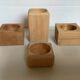Set of four scandinavian wooden candle holders