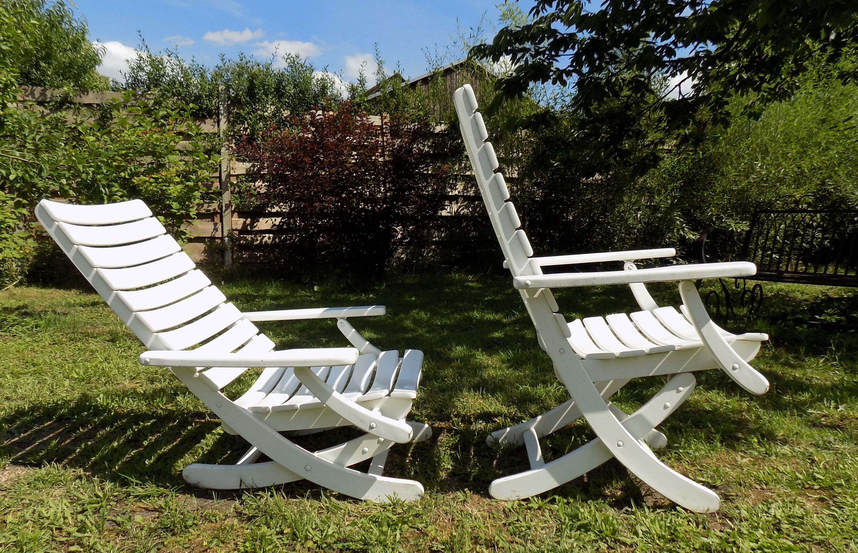 Chaises de jardin en bois années 80 Herlag