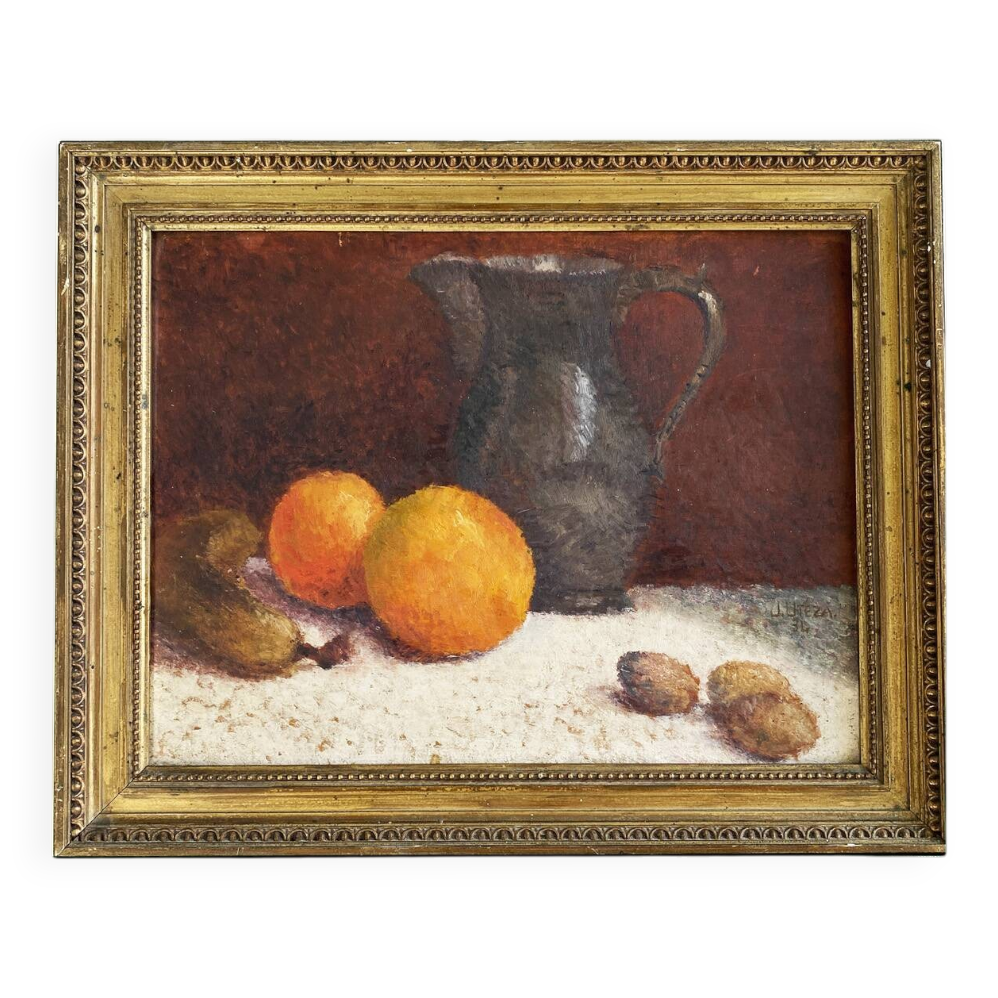 Painting 1934 "the jug with fruit" signed j.uteza