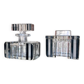 Perfume Bottle + Art Deco Crystal Jewelry Box
