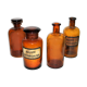 Set of 4 old brown glass apothecary bottles - Lab pharmacy bottle