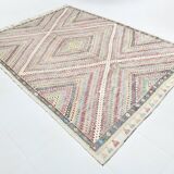 7x10 Large Kilim Rug Colorful Design, 210x292 Cm