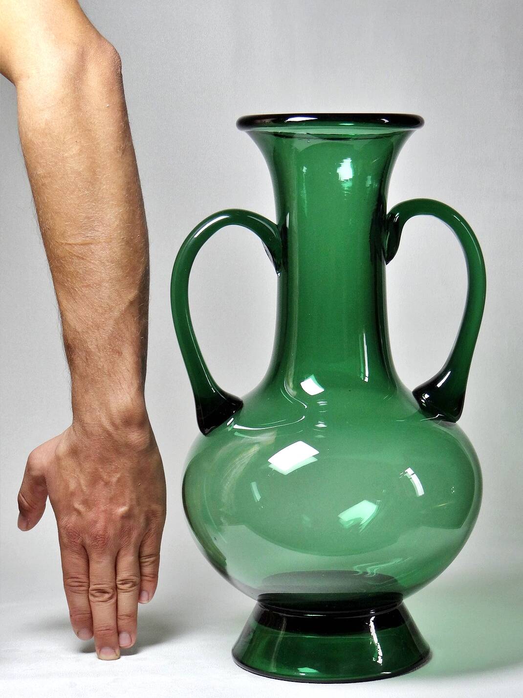 Vintage mouth-blown Etruscan style Empoli amphora vase