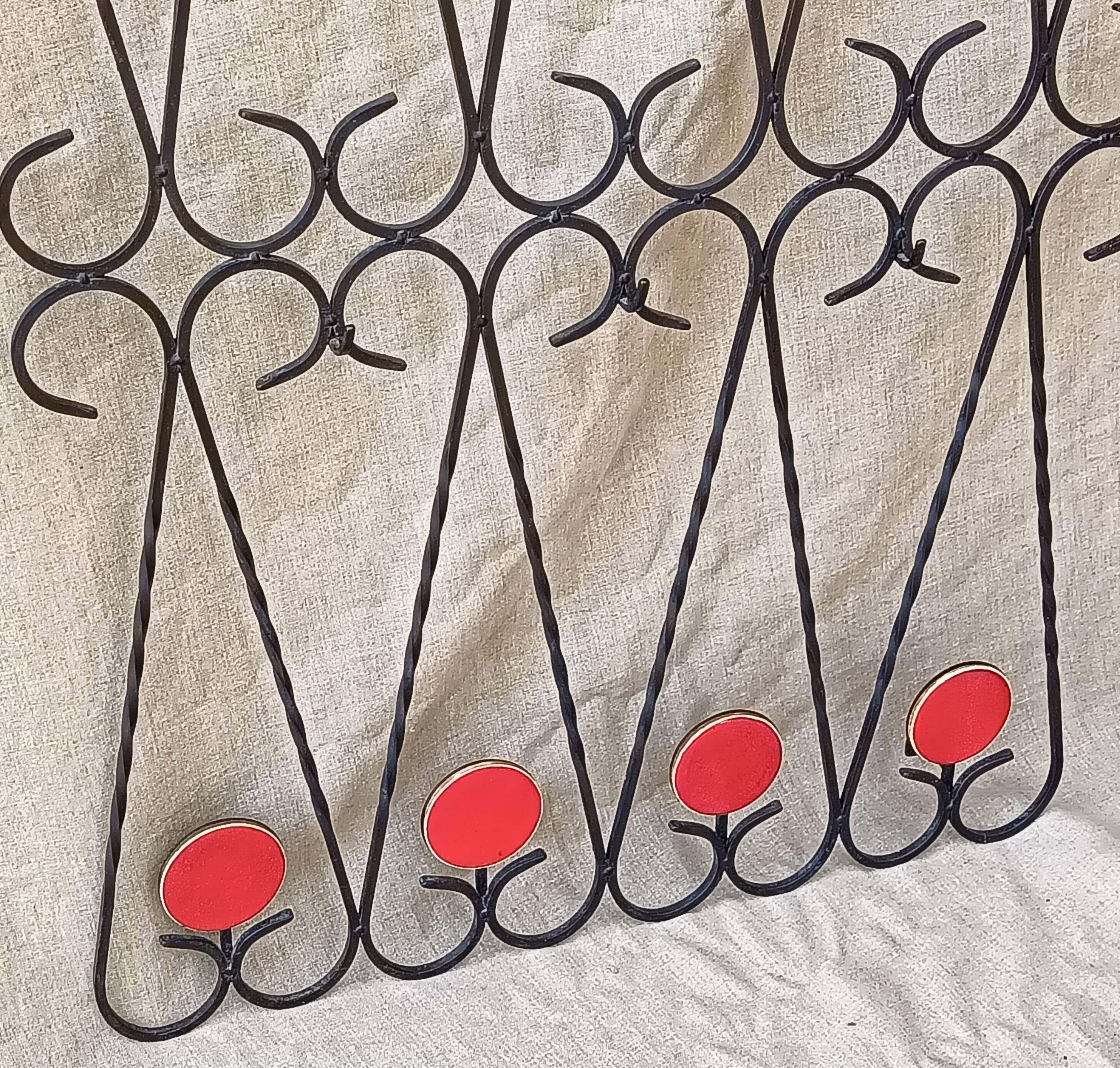 Coat hook, wrought iron and ceramic coat rack