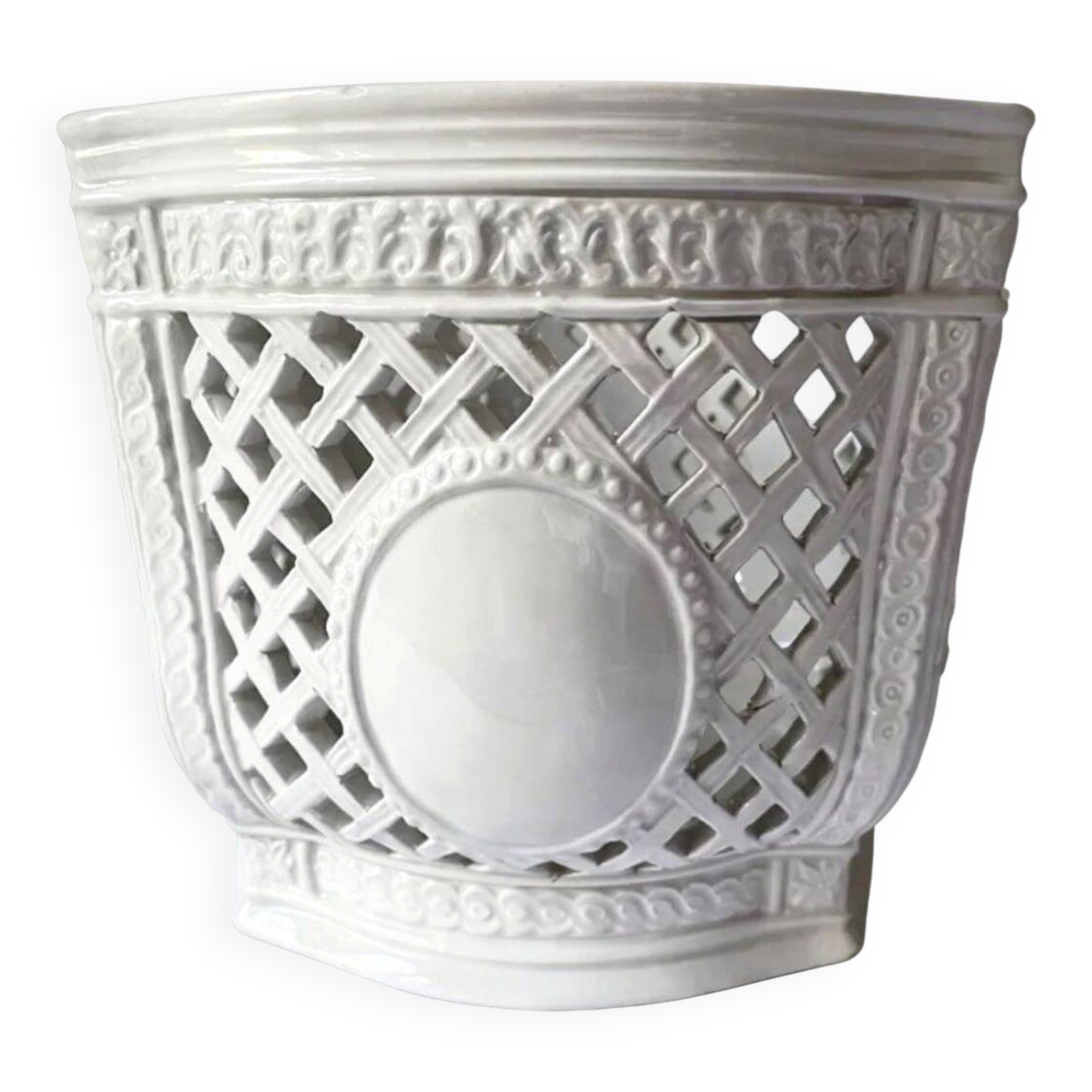 Openwork planter in Italian earthenware