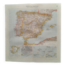 Une carte géographique issue atlas quillet 1925  : carte  politique économique espagne portugal