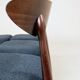 Modern Set of 6 Dining Chairs, Blue Marine Bouclè and Dark beech wood