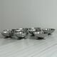 Lot de 9 coupelles basses en métal inox brillant